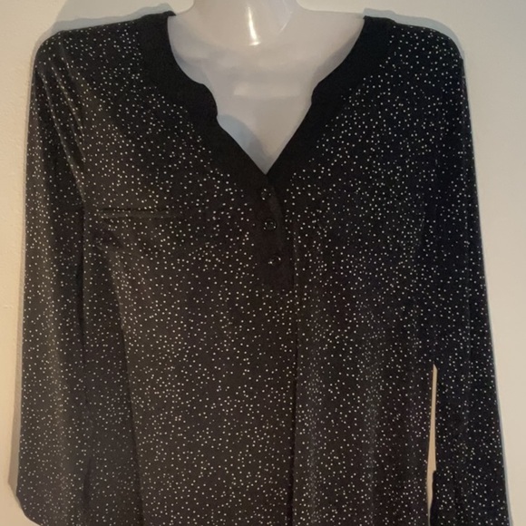 Ricki's Black and White 3/4 Sleeve Polo Blouse - Picture 1 of 9
